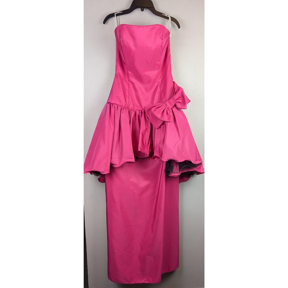 NWT Vintage Mike Benet Formals Strapless Skirted Bow Dress Azalea Pink 8